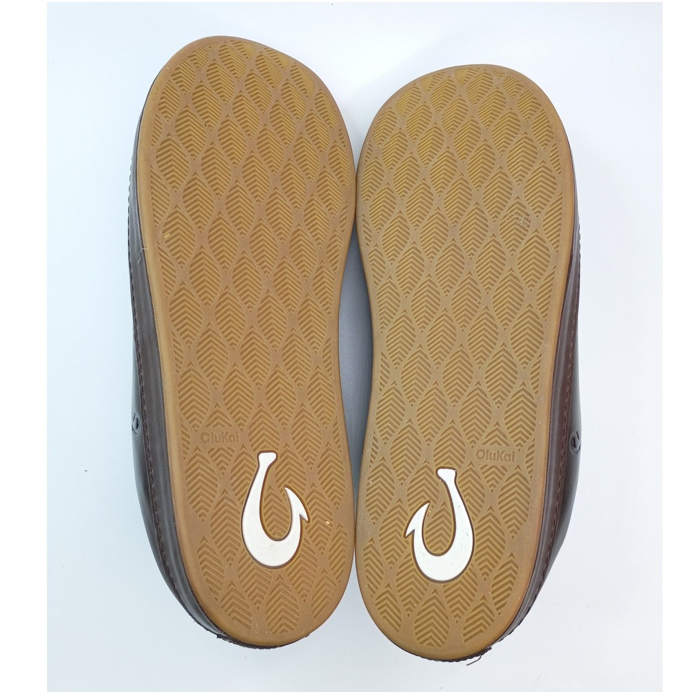 OluKai Ku'u Dark Java Brown Leather Slide Slippers Mules Mens Size 13 10562-4848 - Picture 7 of 8